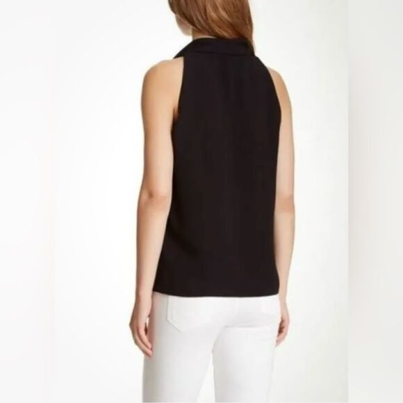 DVF Diane Von Furstenberg Women’s Size Small Black Reagan Draped Sleeveless Top - Picture 2 of 12